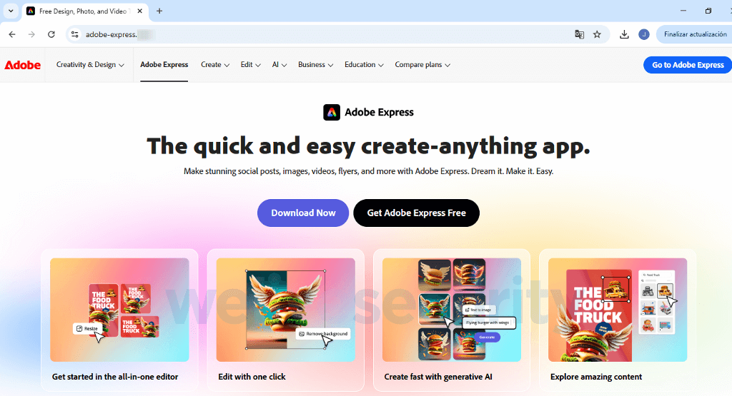 Figure 3. Fake Adobe Express site