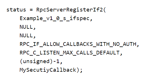 RPCServerRegisterIf2 with security callback