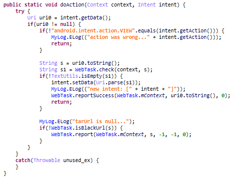 Replacing the link in the Intent instance