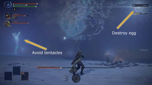 Player characters fight an amorphous being.