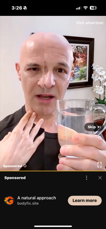 bald man in video ad on YouTube