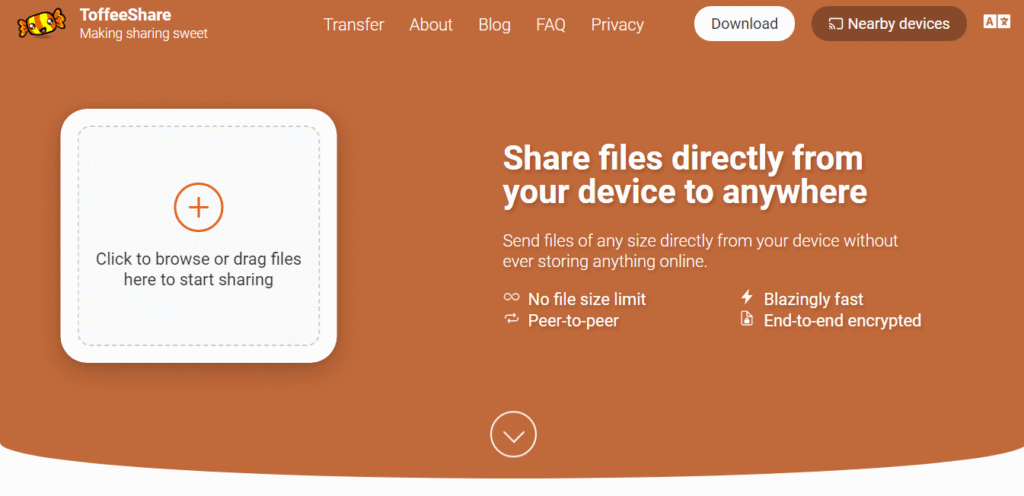 ToffeeShare - peer to peer file sharing software 