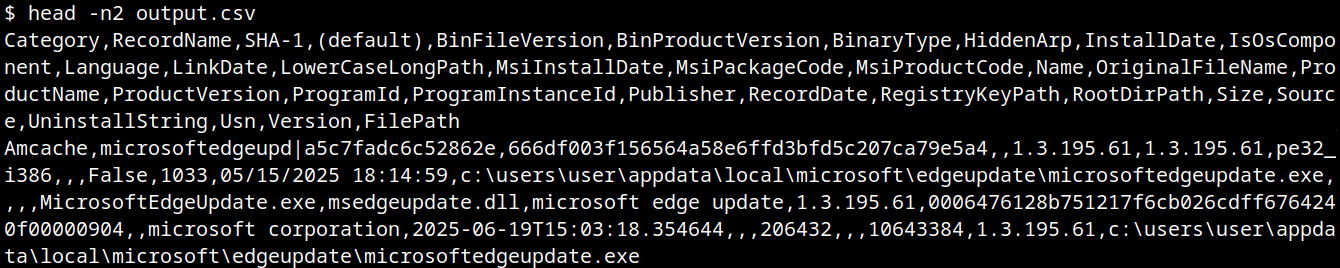 CSV result