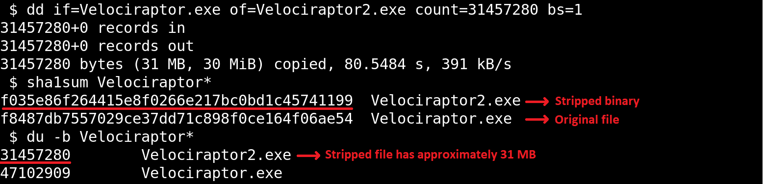 Stripped binary