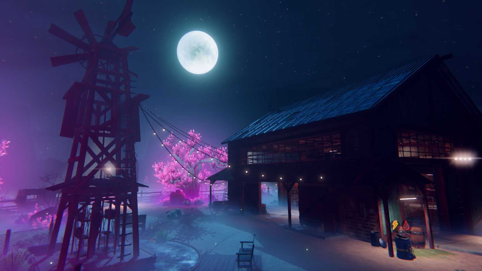 A Bounty Star screenshot showing the farm in the evening