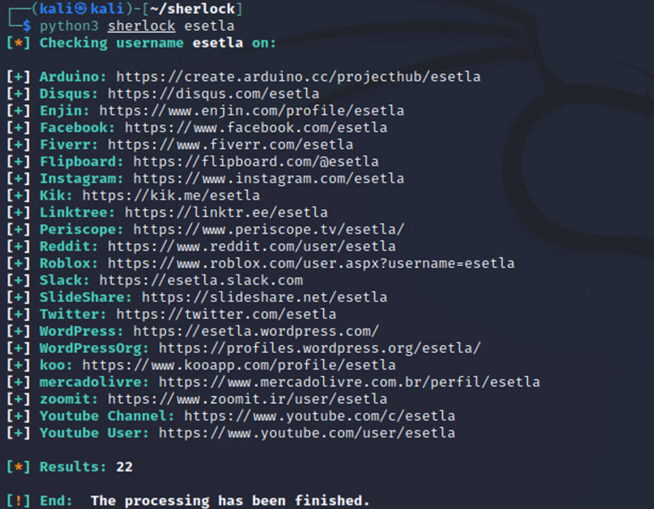 Figure 2. Sherlock does something similar from the command line and is handy for mapping someone’s online footprint que-es-osint-como-empezar-2