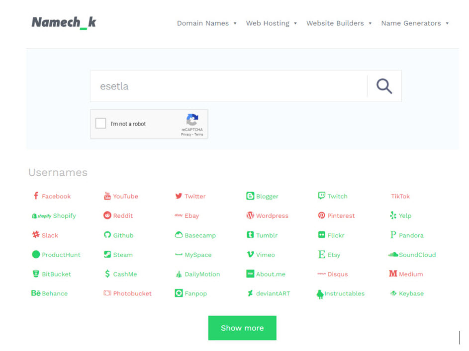Figure 1. Namechk checks whether the same username appears across multiple social media networks que-es-osint-como-empezar
