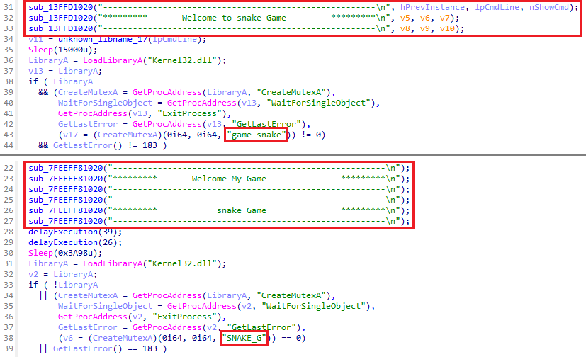 Figure 2. Multiple Fooder instances masquerade as the Snake game
