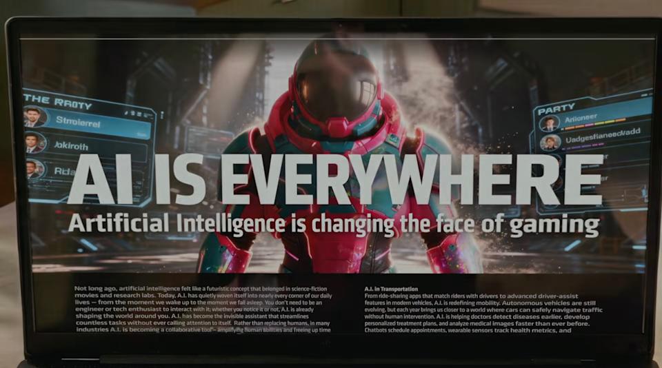 A screenshot from AMD's CES 2026 press conference showing a hellish vision of the future of gaming.