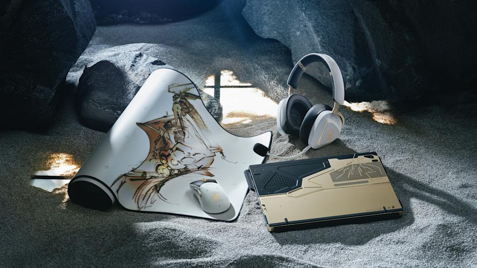 Marketing photo of a Kojima-inspired ROG Flow Z13 tablet